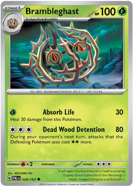 Brambleghast common Pokémon kaart nummer 024 uit de Paldea Evolved set