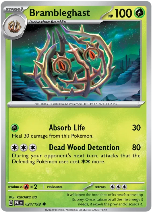 Brambleghast common Pokémon kaart nummer 024 uit de Paldea Evolved set