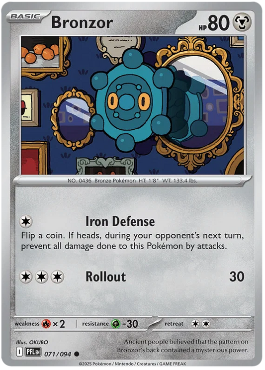 Bronzor #071 common Pokémon kaart uit de Phantasmal Flames set