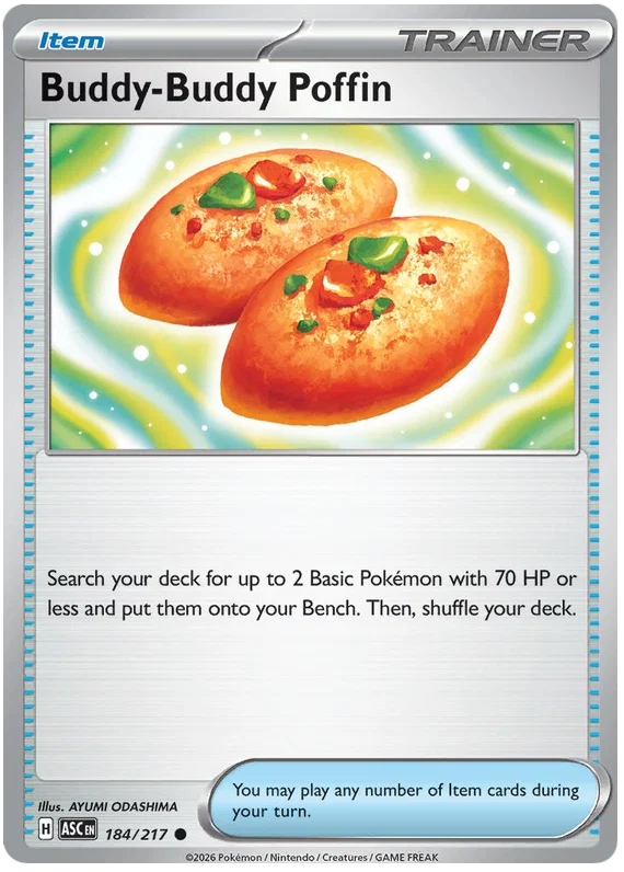 Buddy-Buddy Poffin common kaart uit de Ascended Heroes Pokémon set
