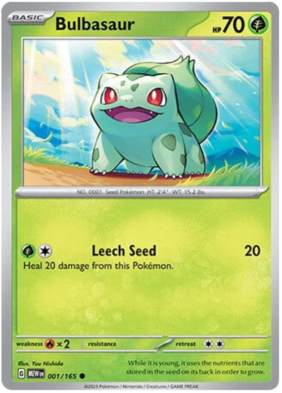 Bulbasaur #001/165 common kaart uit de Pokemon 151 set