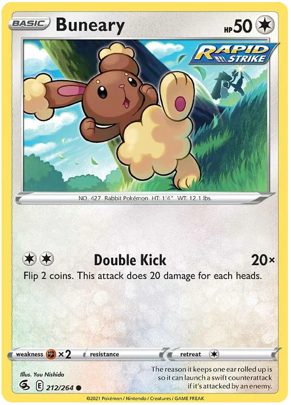 Buneary #212/264 common Pokémon kaart uit de Fusion Strike set