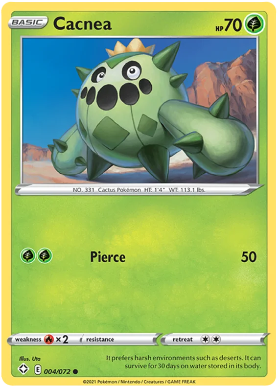 Cacnea 004/072 Common Pokémon kaart uit de Shining Fates set geïllustreerd door Uta
