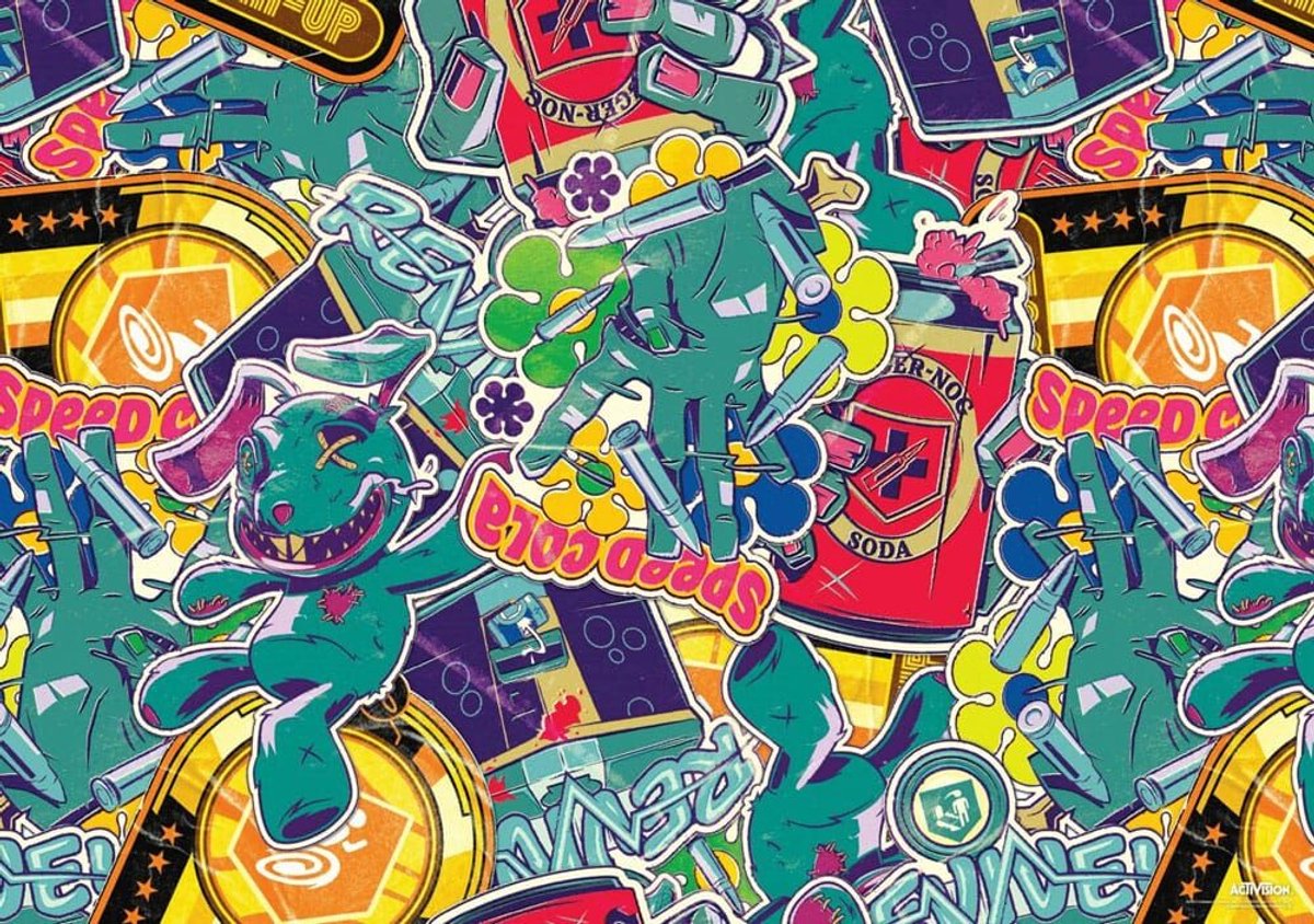 Volledige afbeelding van de Call of Duty Zombies 1000 stukjes collage puzzel.