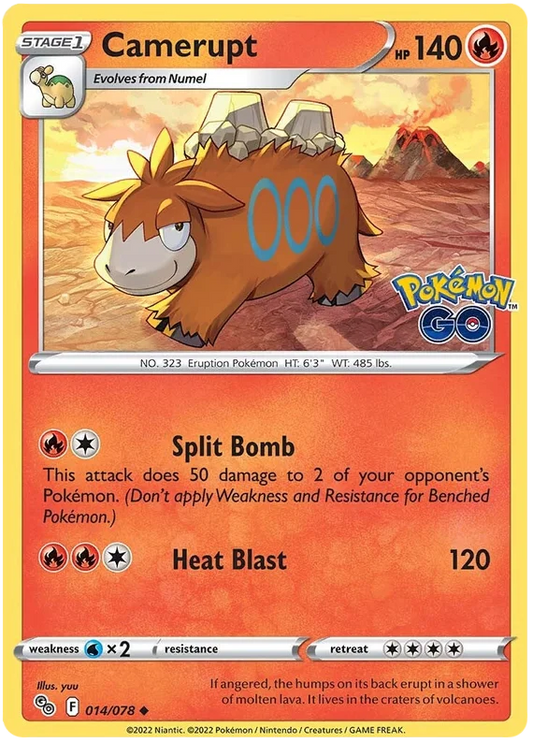 Camerupt common kaart 014/078 uit de Pokémon GO set met 140 HP