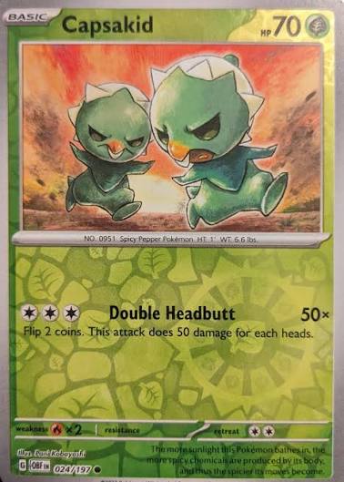 Capsakid Reverse Holo kaart uit de Obsidian Flames Italian Brainrot serie, kaartnummer 024