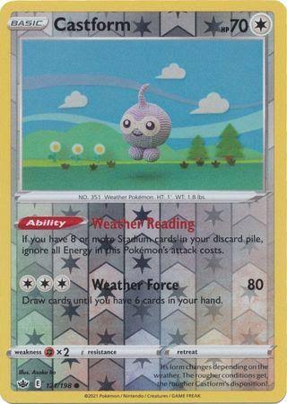 Castform Reverse Holo Chilling Reign Pokémon kaart nummer 121 inglapse uitvoering