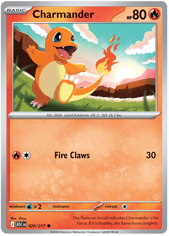 Charmander #020 common kaart uit de Ascended Heroes Pokémon-serie