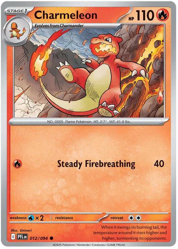 Charmeleon common #012 Pokémon kaart uit de Phantasmal Flames set