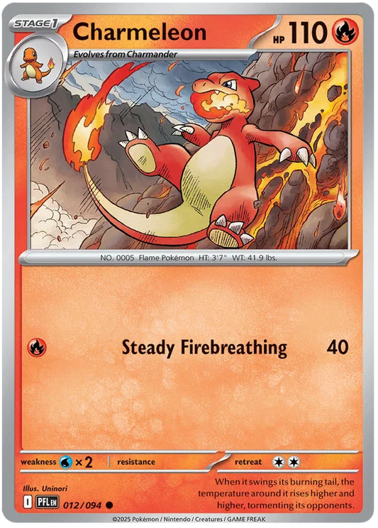 Charmeleon common #012 Pokémon kaart uit de Phantasmal Flames set