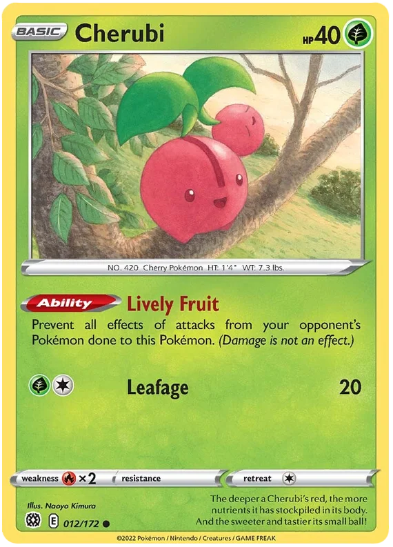 Cherubi 012/172 Common Pokémon kaart uit de Brilliant Stars set