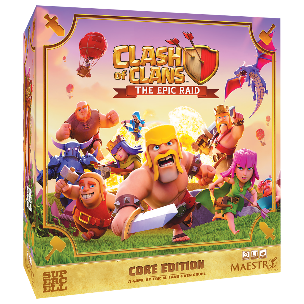 Clash of Clans Epic Raid bordspel met miniaturen, gebouwen en dobbelstenen