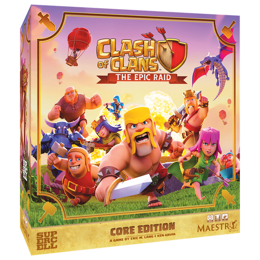 Clash of Clans Epic Raid bordspel met miniaturen, gebouwen en dobbelstenen