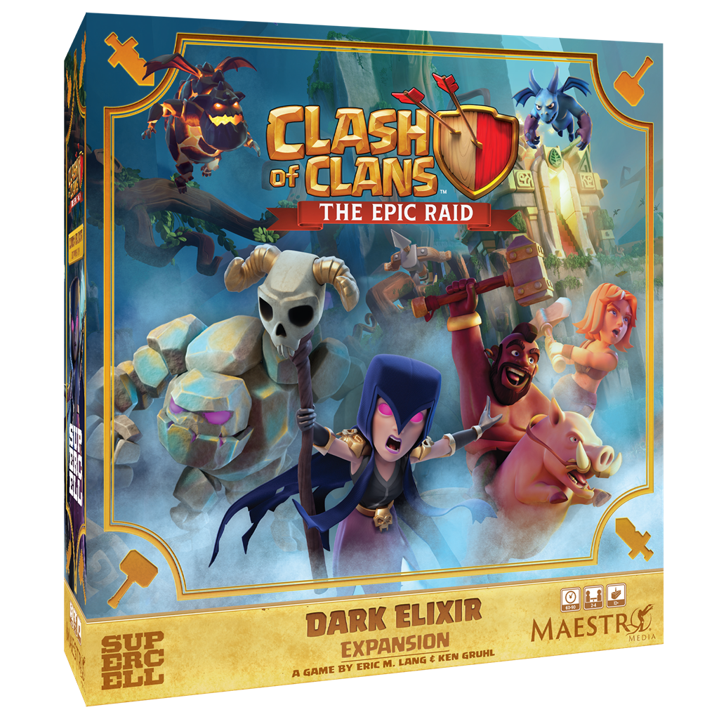 Clash of Clans The Epic Raid The Dark Elixir Expansion bordspel uitbreiding doos en miniaturen