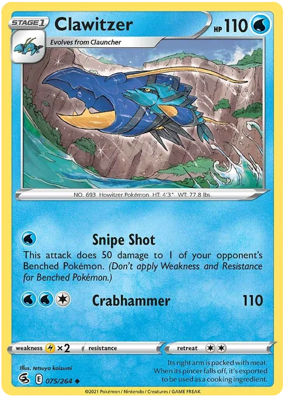 Clawitzer 075/264 Uncommon Pokémon kaart uit de Fusion Strike set