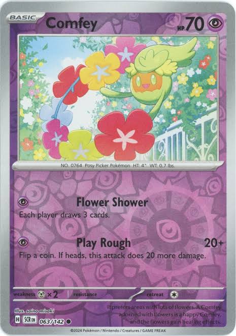 Comfey Reverse Holo kaart #063 uit de Pokémon Stellar Crown set