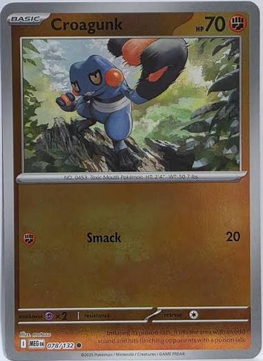 Croagunk #078 Reverse Holo Pokémon kaart uit de Mega Evolution set