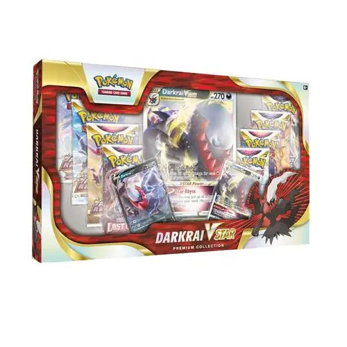Pokémon Darkrai VSTAR Premium Collection box met promo kaarten, oversized kaart en 8 boosterpacks.