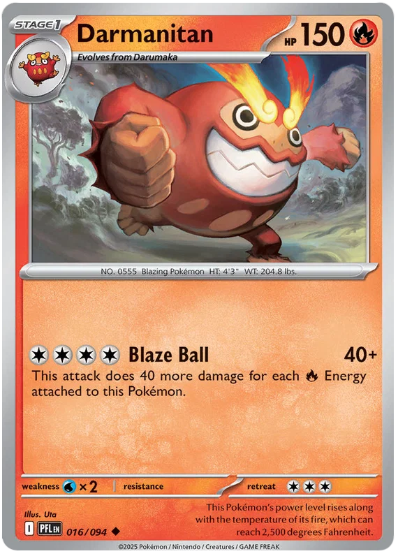 Darmanitan #016 common Pokémon kaart uit de Phantasmal Flames set