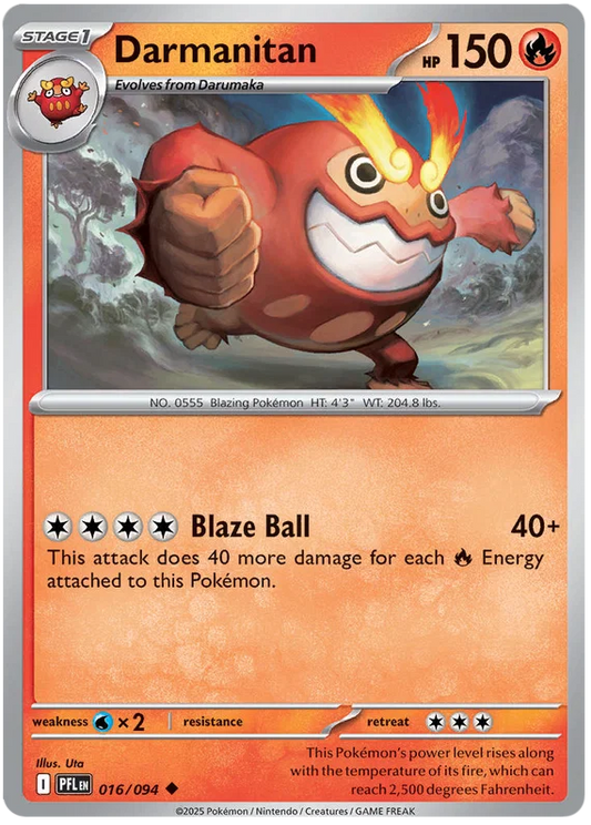 Darmanitan #016 common Pokémon kaart uit de Phantasmal Flames set