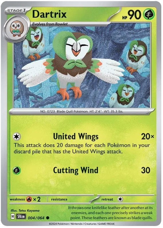 Dartrix common #004 Pokémon kaart uit de Shrouded Fable set