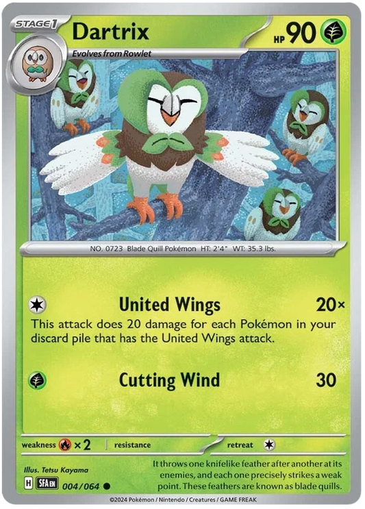 Dartrix common #004 Pokémon kaart uit de Shrouded Fable set