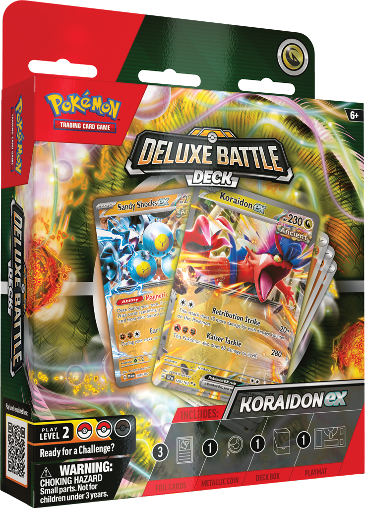 Deluxe Battle Deck met Miraidon en Koraidon inclusief speelmat en metalen munt.