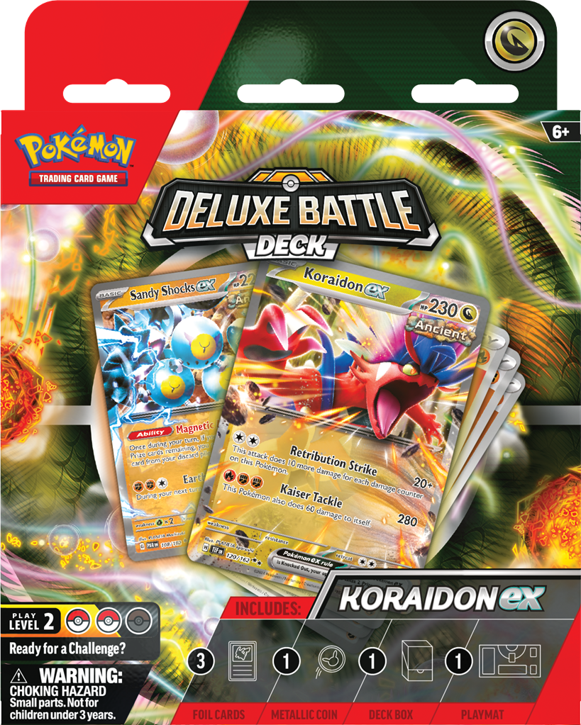 Deluxe Battle Deck met Miraidon en Koraidon inclusief speelmat en metalen munt.