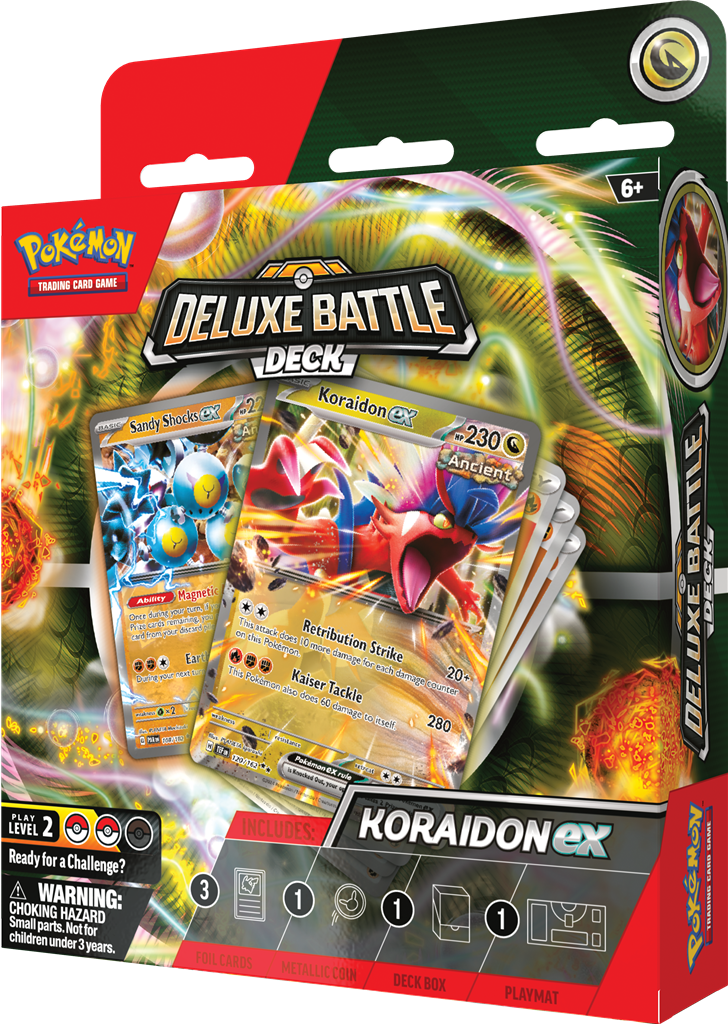 Deluxe Battle Deck met Miraidon en Koraidon inclusief speelmat en metalen munt.