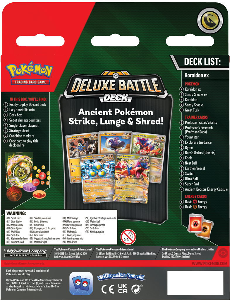 Deluxe Battle Deck met Miraidon en Koraidon inclusief speelmat en metalen munt.