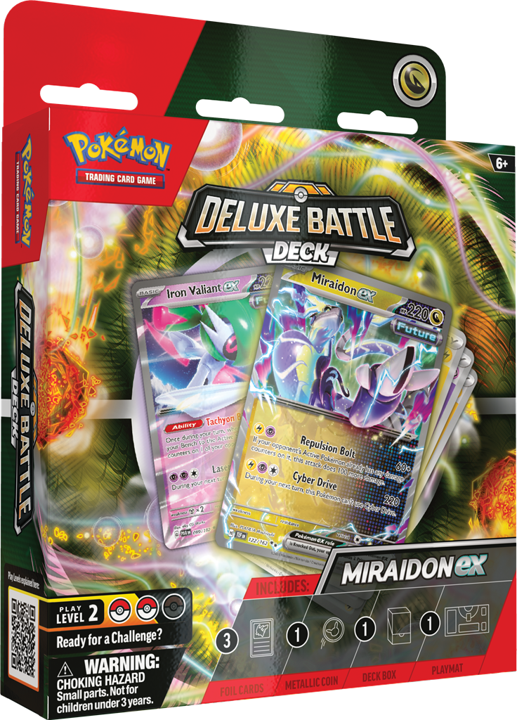 Deluxe Battle Deck met Miraidon en Koraidon inclusief speelmat en metalen munt.