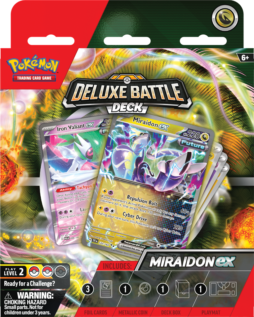 Deluxe Battle Deck met Miraidon en Koraidon inclusief speelmat en metalen munt.