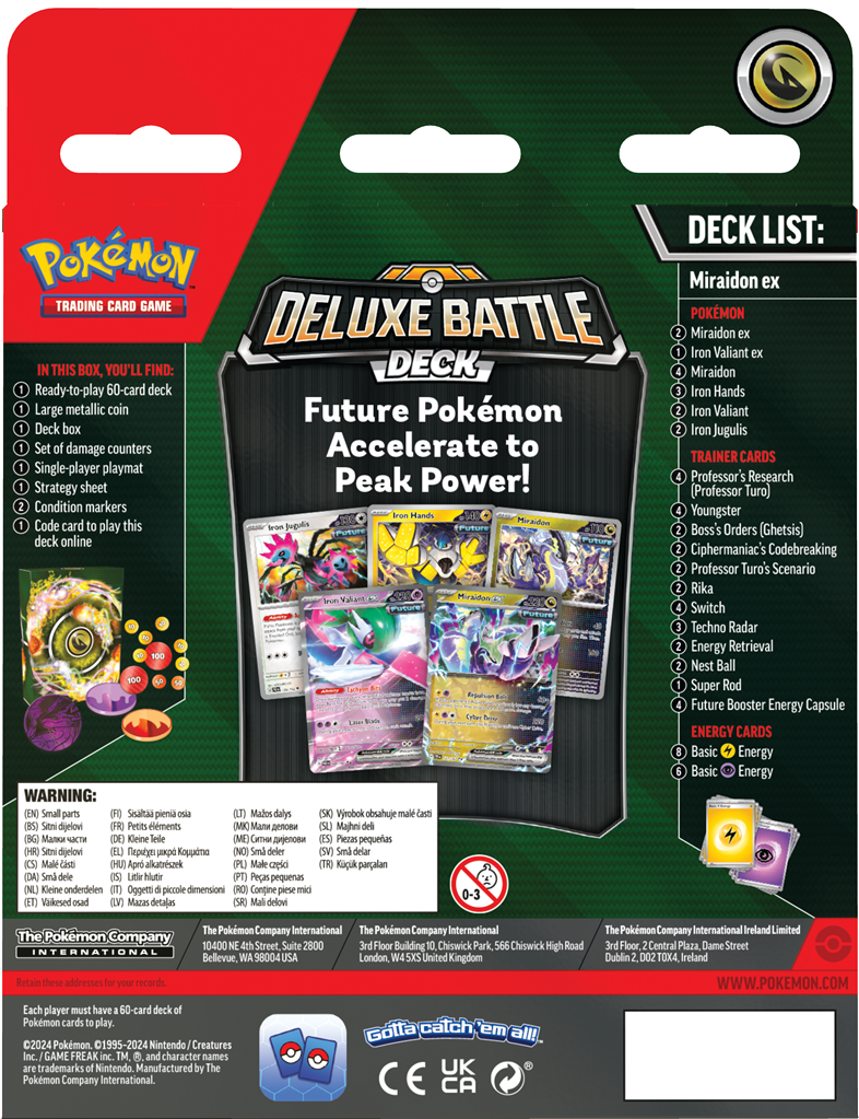 Deluxe Battle Deck met Miraidon en Koraidon inclusief speelmat en metalen munt.