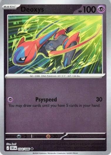 Deoxys Reverse Holo kaart nummer 034 uit de Pokémon set Chaos Rising