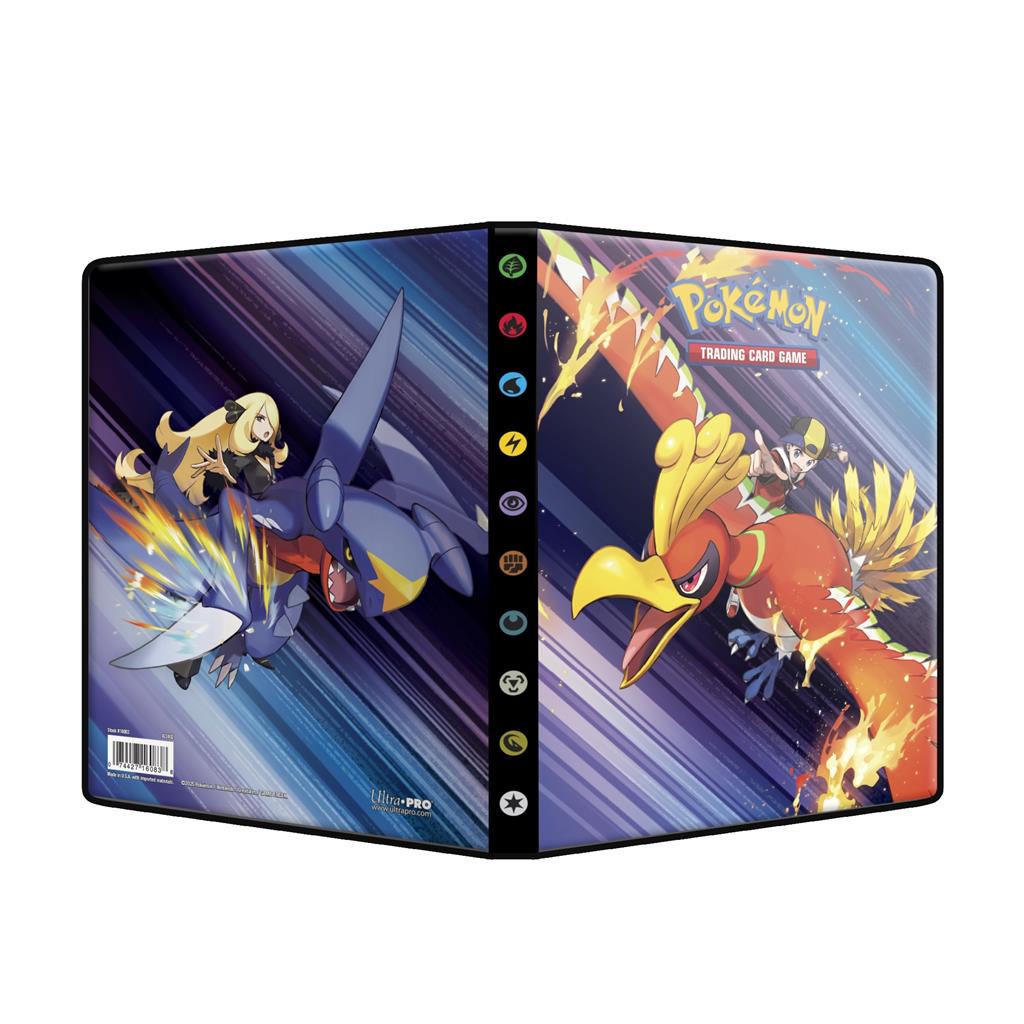 Destined Rivals 4-Pocket portfolio voor het opbergen van pokemon kaarten met Ho-oh en Cynthia’s Garchomp design.