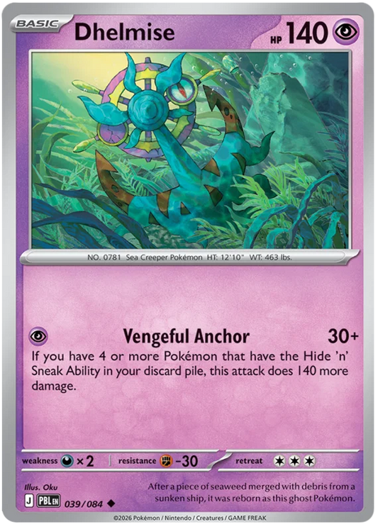 Dhelmise common Pokémon kaart nummer 039 uit de Pitch Black set
