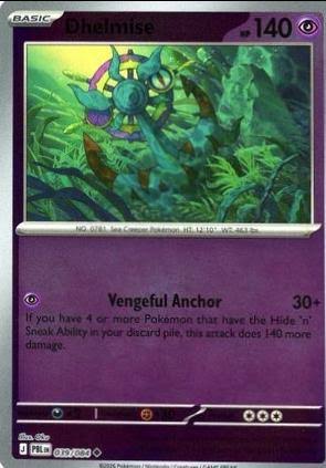 Dhelmise #039 Reverse Holo Pitch Black Pokémon kaart met glanzend zwart reverse holo effect