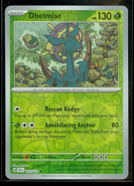 Dhelmise Reverse Holo #010 uit de Pokémon Surging Sparks set