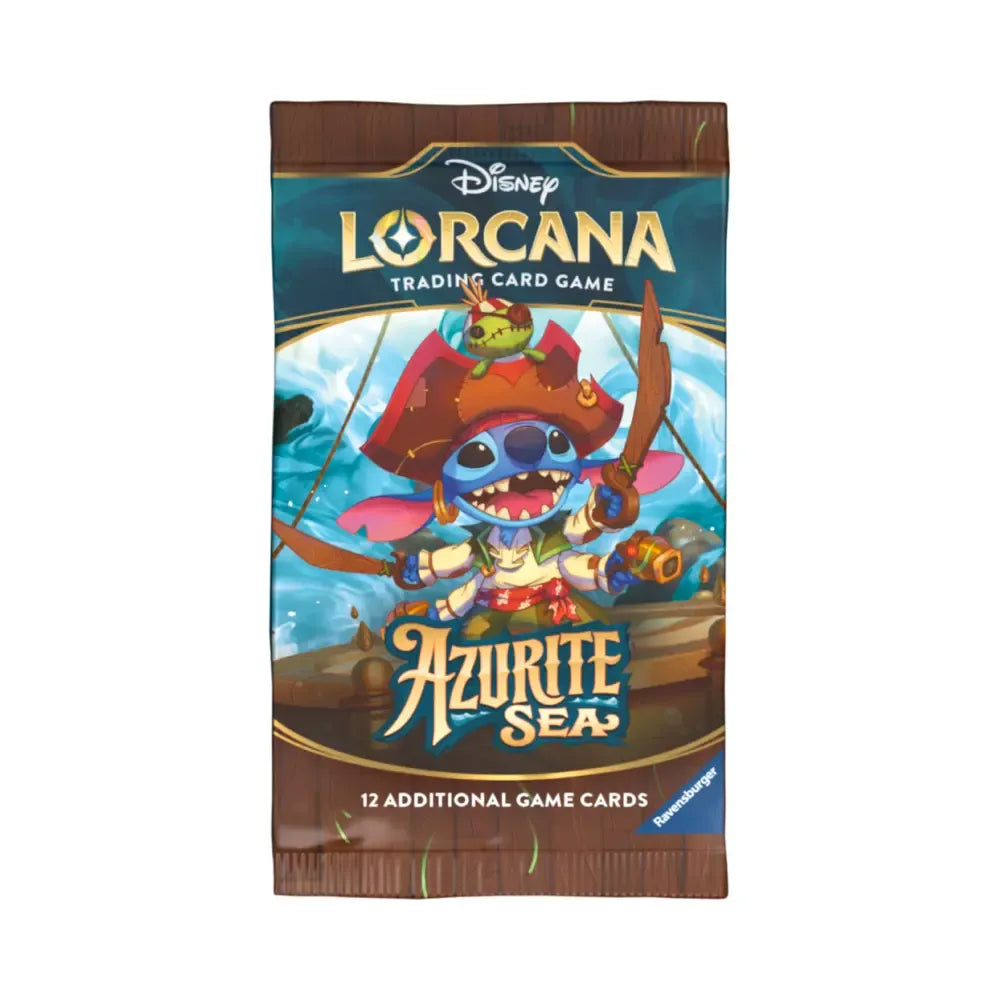 Lorcana Azurite Sea booster – Disney TCG pakje met Yzma, Daisy Duck, Baymax, Tiana en Enchanted kaarten.