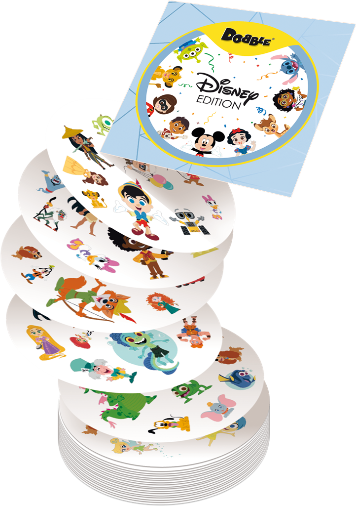 Dobble Disney NL kaartspel verpakking met Disney en Pixar figuren - vooraanzicht