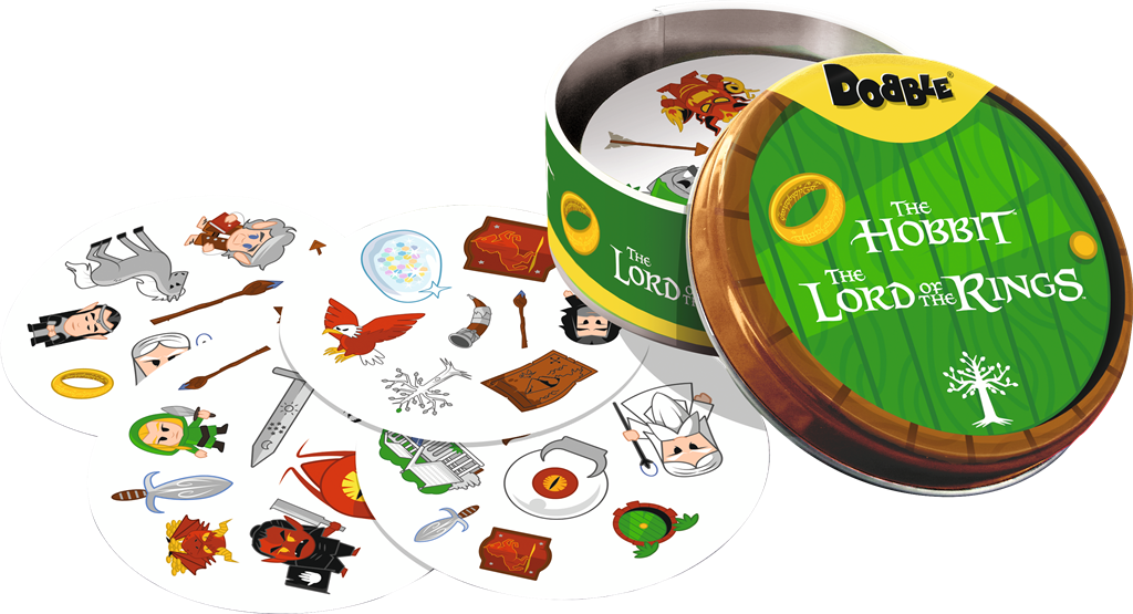 Dobble Lord Of The Rings kaartspel in metalen doosje met Tolkien symbolen - zijaanzicht