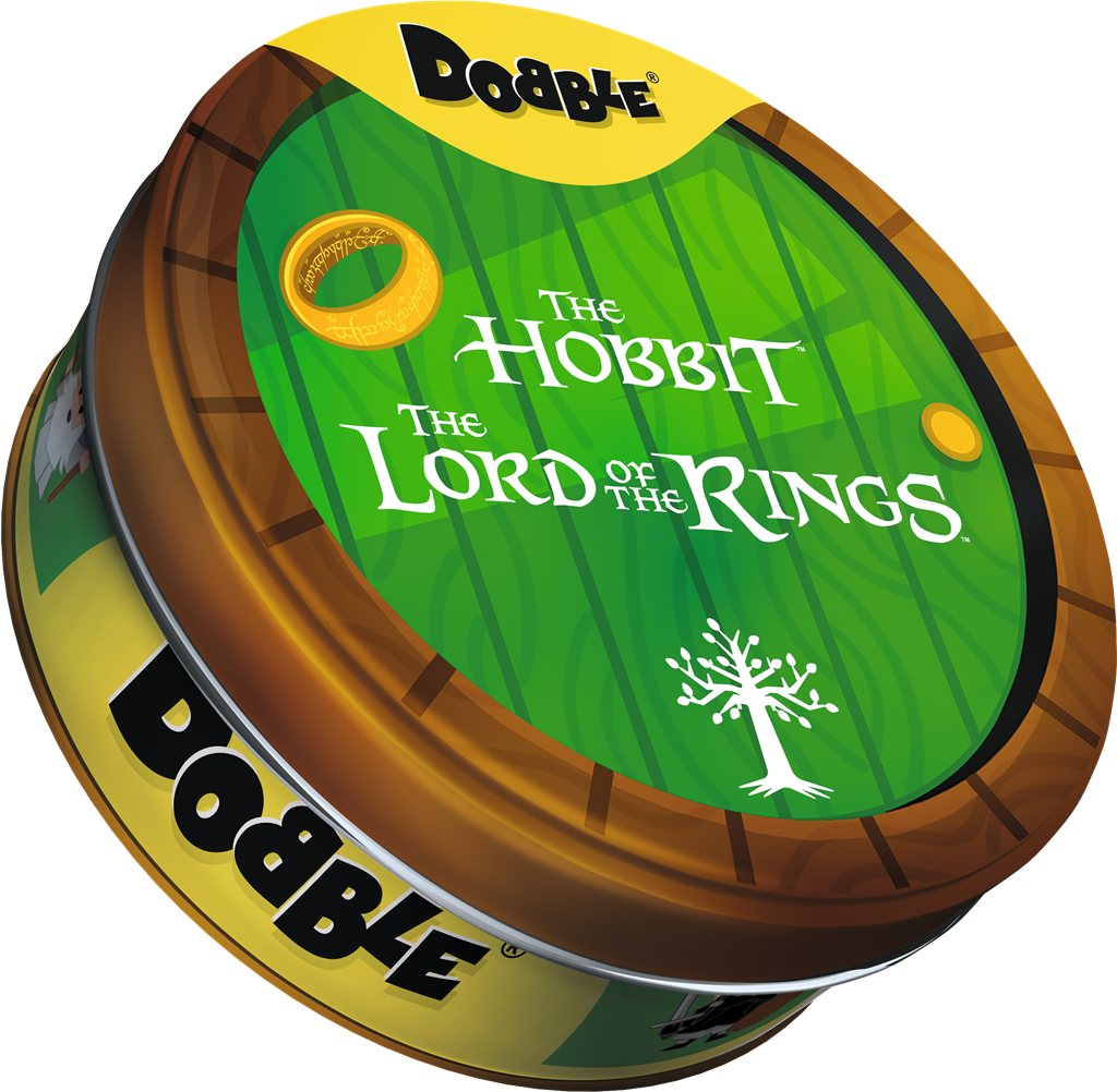 Dobble Lord Of The Rings kaartspel in metalen doosje met Tolkien symbolen - achteraanzicht