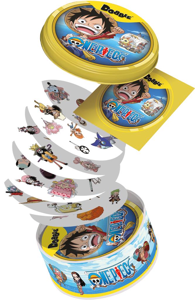 Dobble One Piece bordspel met 55 kaarten in een metalen opbergdoosje - detailfoto