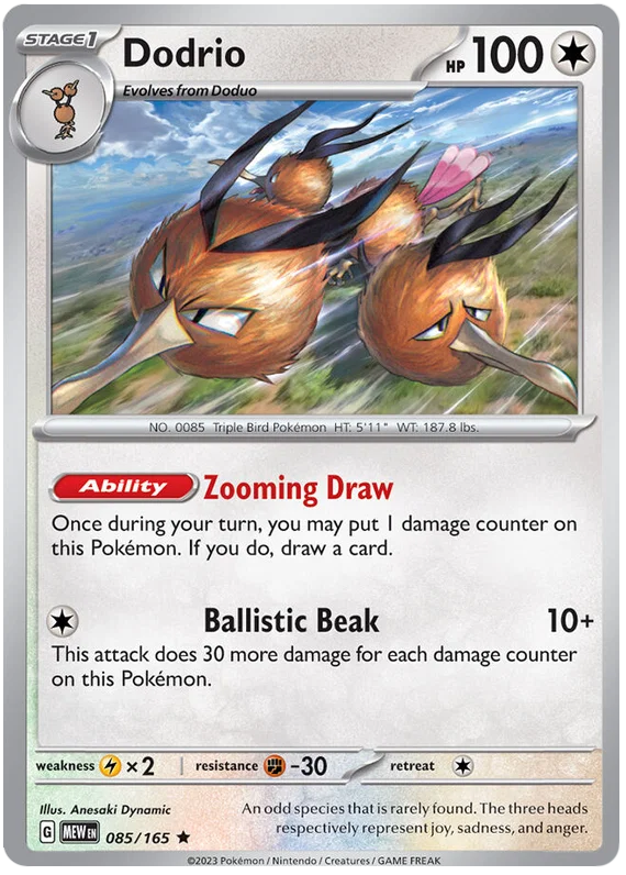 Dodrio Holo #085 uit de Pokémon 151 set, holografische kaart