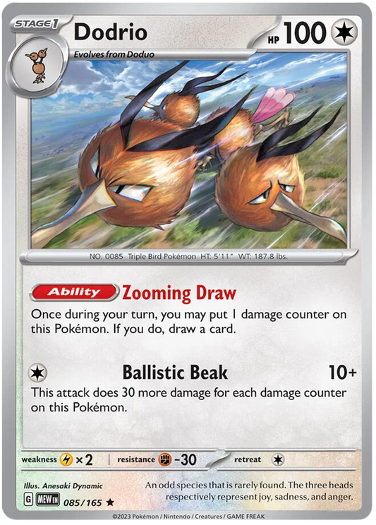 Dodrio Holo #085 uit de Pokémon 151 set, holografische kaart