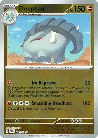 Donphan Reverse Holo kaart #045 uit de Pokémon set Chaos Rising