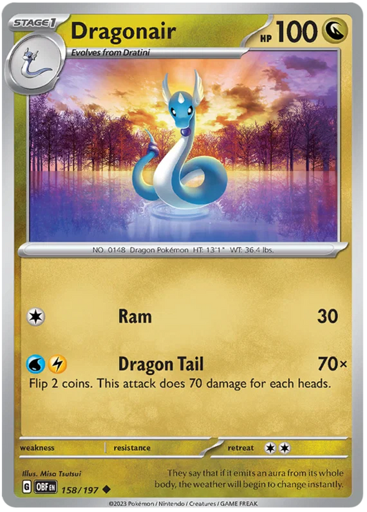 Dragonair common kaart #158 uit de Obsidian Flames Pokémon set