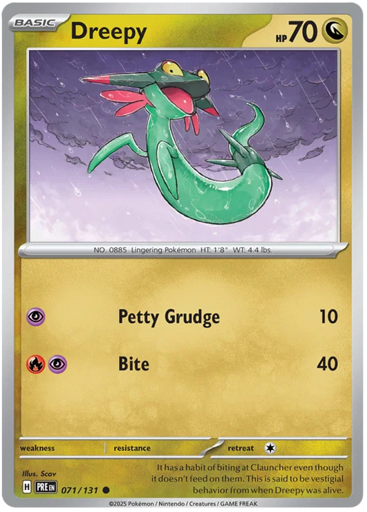 Dreepy common Pokémon kaart #071 uit de Prismatic Evolutions set