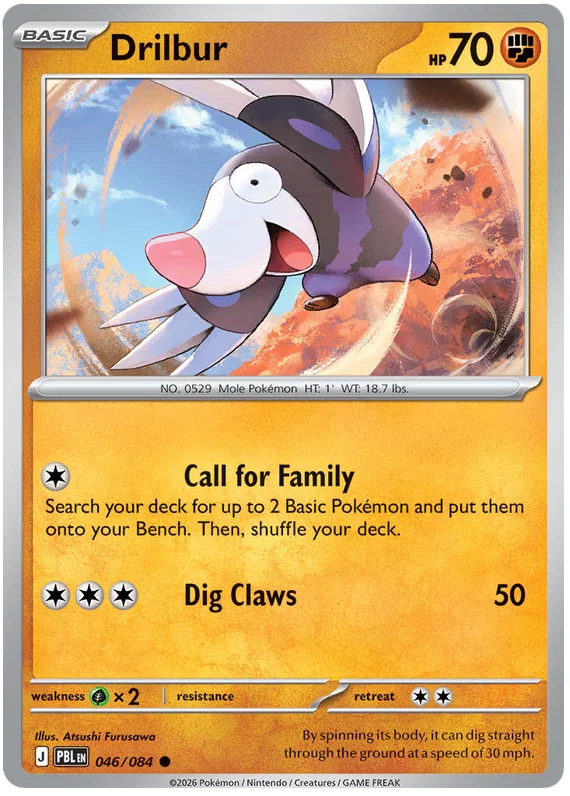 Drilbur #046 common kaart uit de Pokémon Pitch Black set