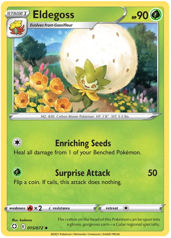 Eldegoss 015/072 common Shining Fates Pokemon kaart uit de Galar regio